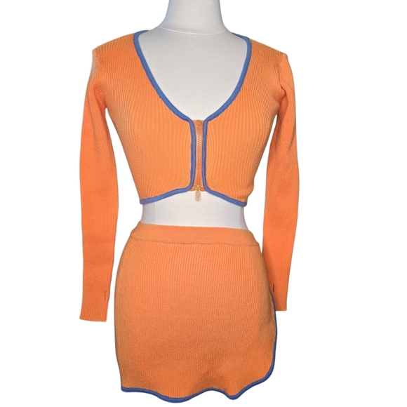 Finesse Rikey Orange Long Sleeve Top And Skirt Size XS/S - Picture 1 of 16